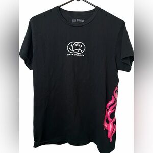 Bad Bunny Band Tee T Shirt Black Pink Fire Flames
